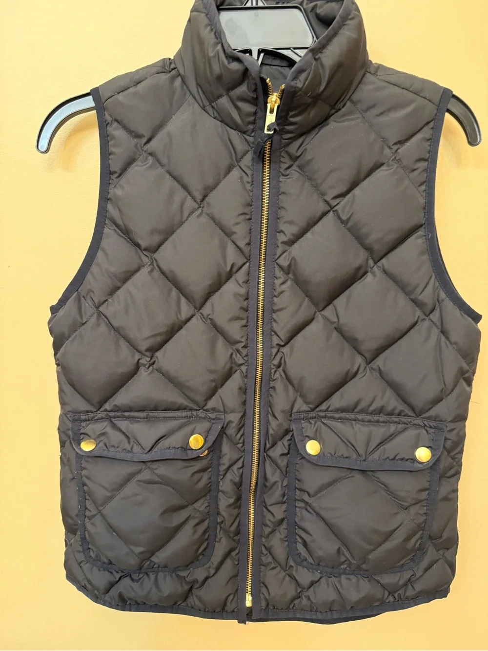 J. Crew Kids Quilted Puffer Vest - Black with Gold Hardware